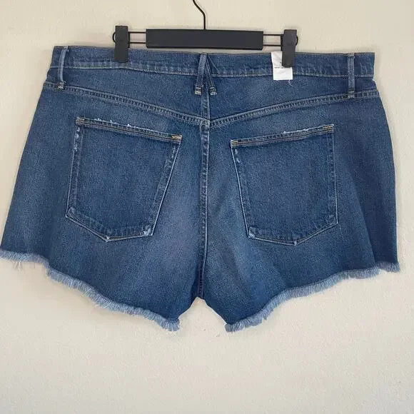 Good American Good 90s Raw Cutoff Hem Denim Shorts NWOT - Size 16 - Picture 3 of 6